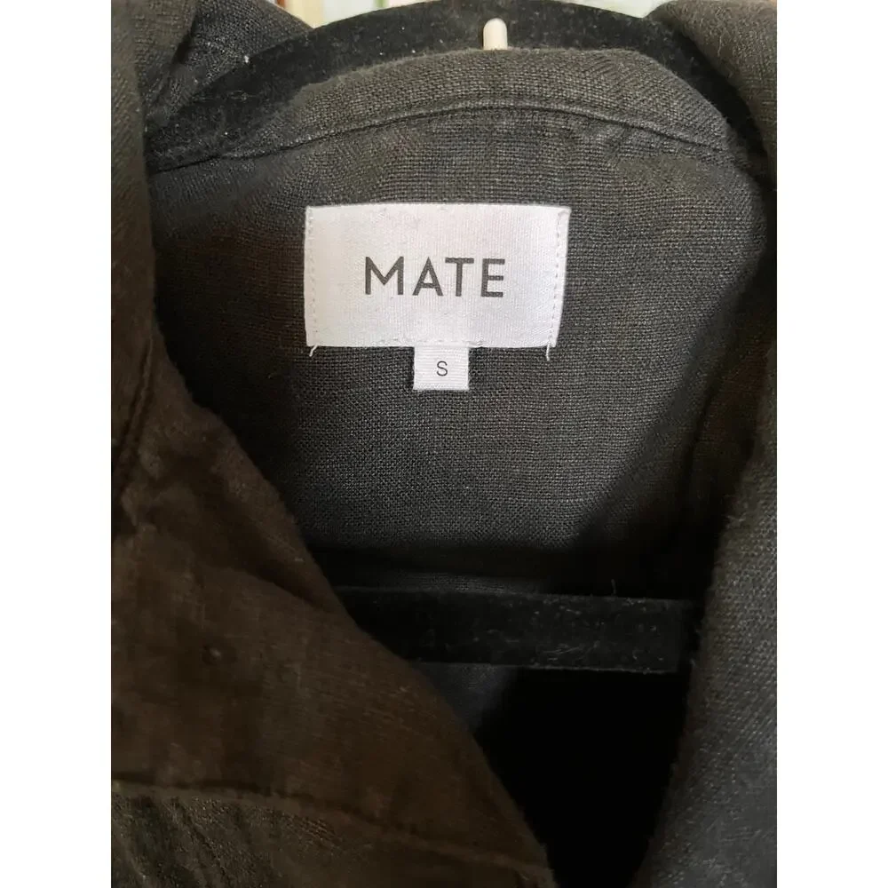 NEW MATE THE LABEL Long Sleeve 100% Linen Jumpsuit - Jet Black SIZE S - Picture 2 of 13